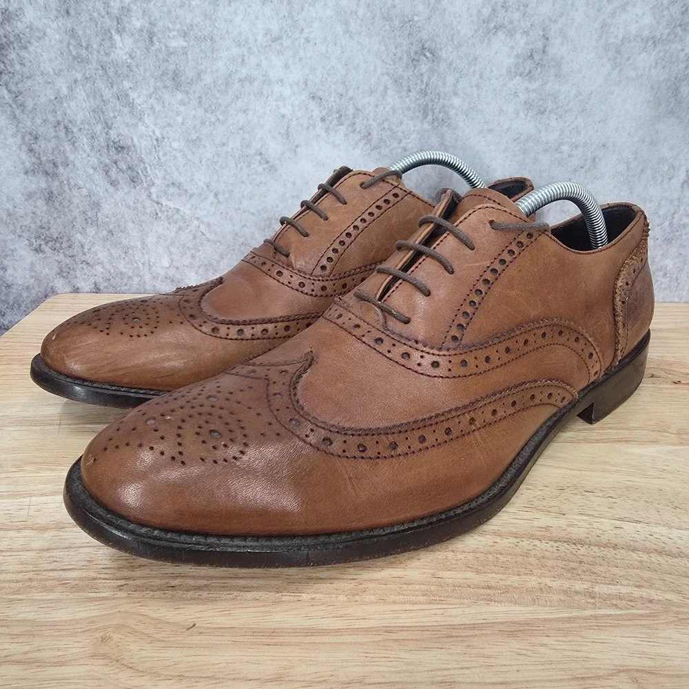 To Boot‎ New York Adam Derrick Oxford Shoes Mens 10 Brown Leather Wingtip Italy